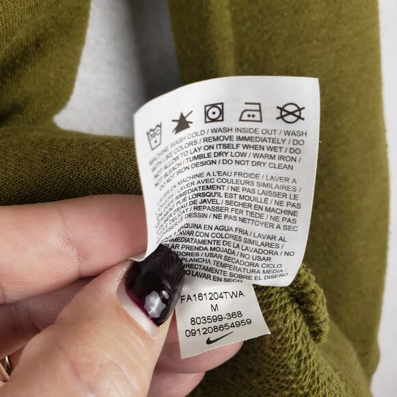 Nike Women's M Funnel Neck Tech Fleece Pullover Sweater Olive Green Gorpcore - Picture 8 of 10